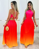 Vestido Celeste Pink/Laranja 89154