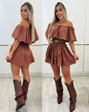 Vestido Macaquinho Ravena Marrom 93079